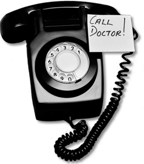 Téléphone avec post-it call doctor